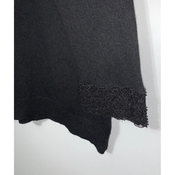 Lauren Ralph Lauren Black Silk And Cashmere Beaded Sleeve Neck Sweater X-LARGE - Picture 3 of 7